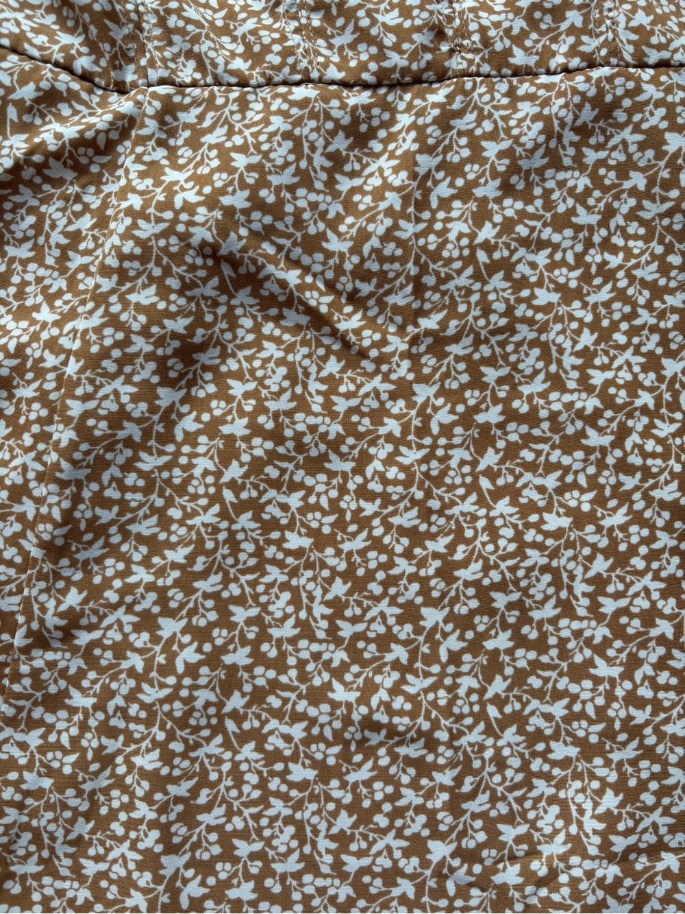 Abercrombie & Fitch Tan Smocked Dress with Subtle Cream Trim - Picture 3 of 7